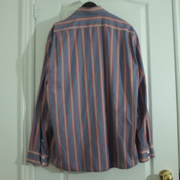 Faconnable blue red striped shirt size XL 100% cotton - Picture 3 of 13